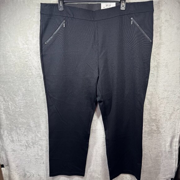 I.N.C. Pants NEW Womens Plus Sz 26W Black High Rise Pull On Straight Leg Stretch - Picture 1 of 13